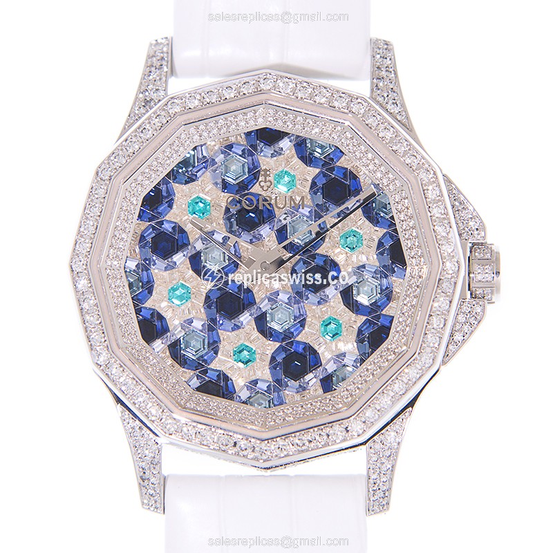 Corum 082.109.69/0F09 FL13 ADMIRALS CUP Automatic 18kt White Gold & Diamond