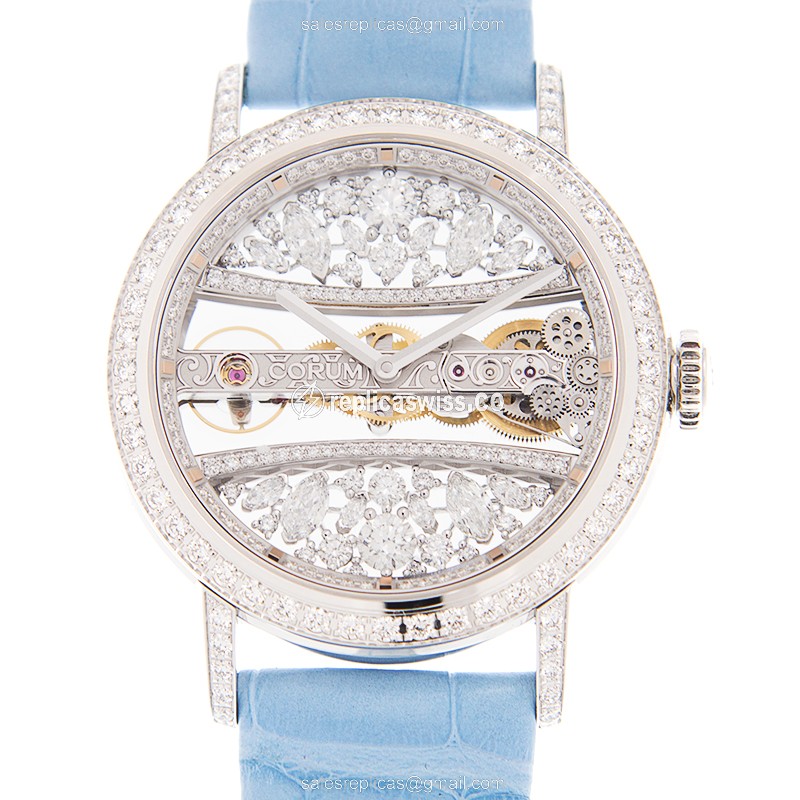 Corum 113.000.69/0F06 DG99G GOLDEN BRIDGE Manual Wind 18kt White Gold & Diamond