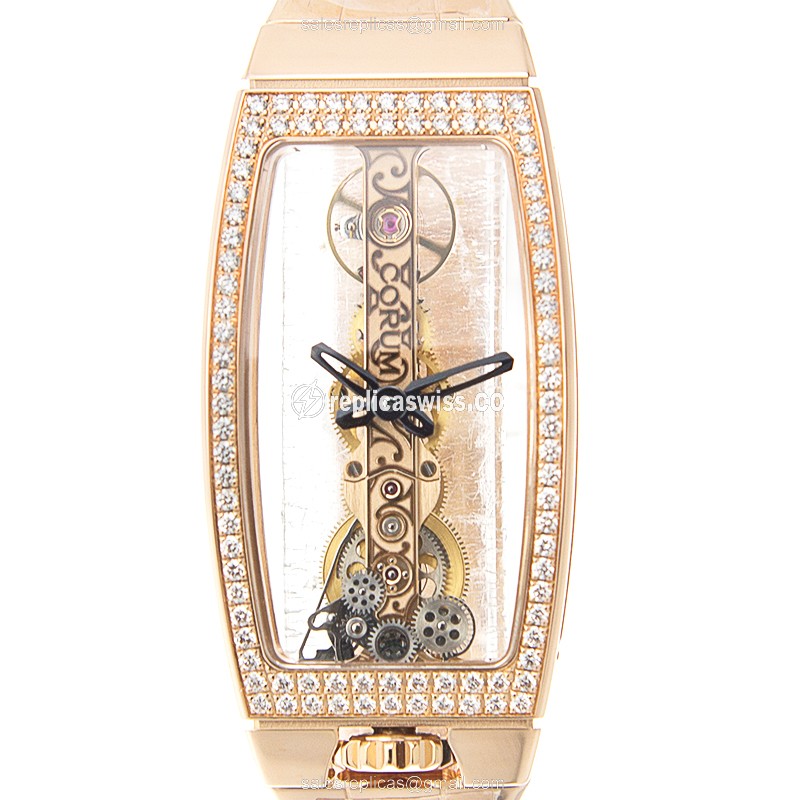 Corum 113.102.85-V880.0000 BRIDGE Manual Wind 18kt Rose Gold & Diamonds