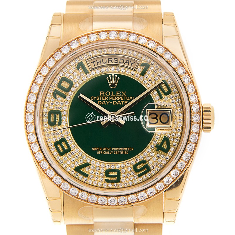Rolex 118348GNPAVEDAR DAY-DATE Automatic 18kt Gold & Diamond & Steel