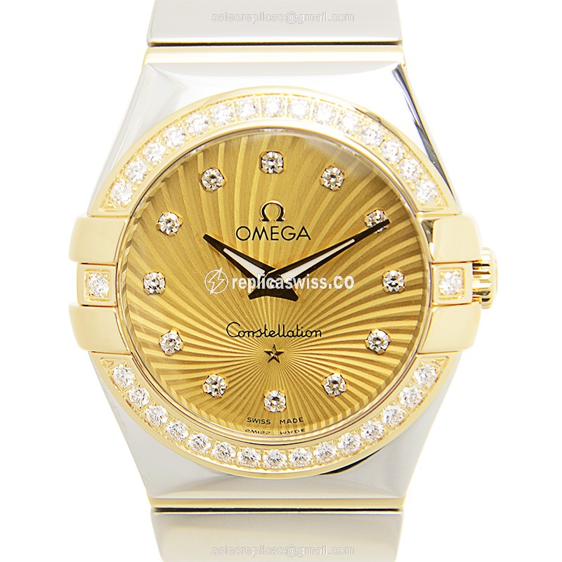 Omega 123.25.27.60.58.002 CONSTELLATION Quartz 18kt Gold & Diamond & Steel