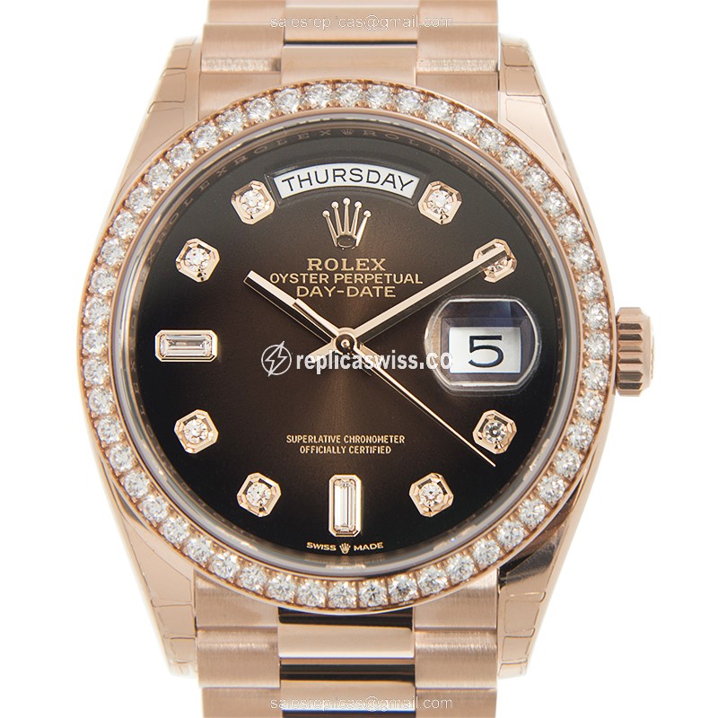 Rolex 128345RBR-0040 DAY-DATE Automatic 18kt Rose Gold & Diamonds
