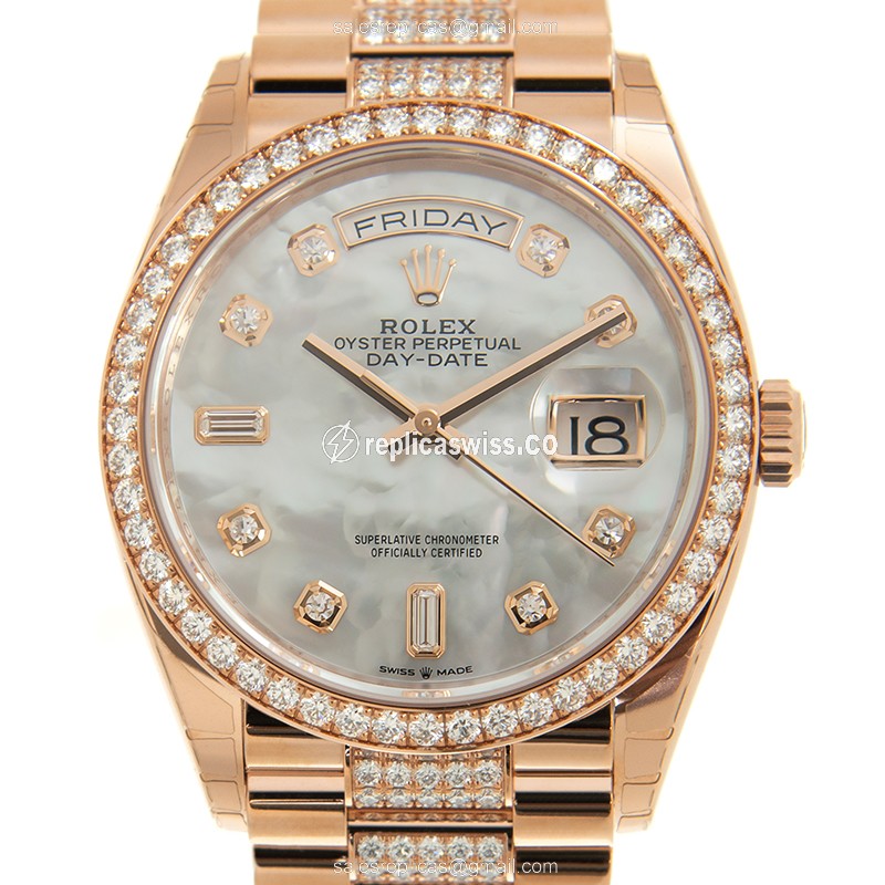 Rolex 128345RBR-0028 DAY-DATE Automatic 18kt Rose Gold & Diamonds