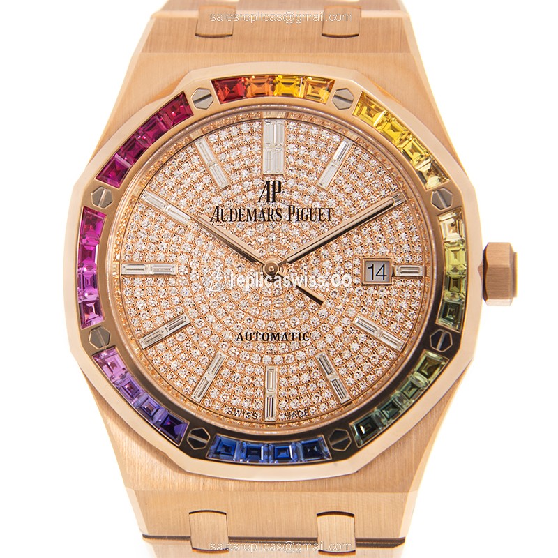 Audemars Piguet 15413OR.YY.1220OR.01 ROYAL OAK Automatic 18kt Rose Gold & Sapphire