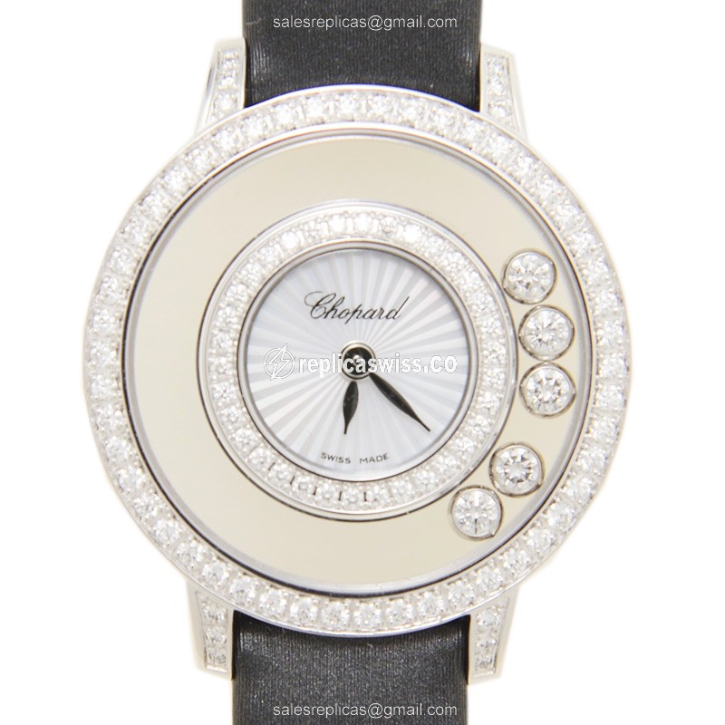 Chopard 209410-1001 HAPPY DIAMONDS Quartz 18kt White Gold & Diamond
