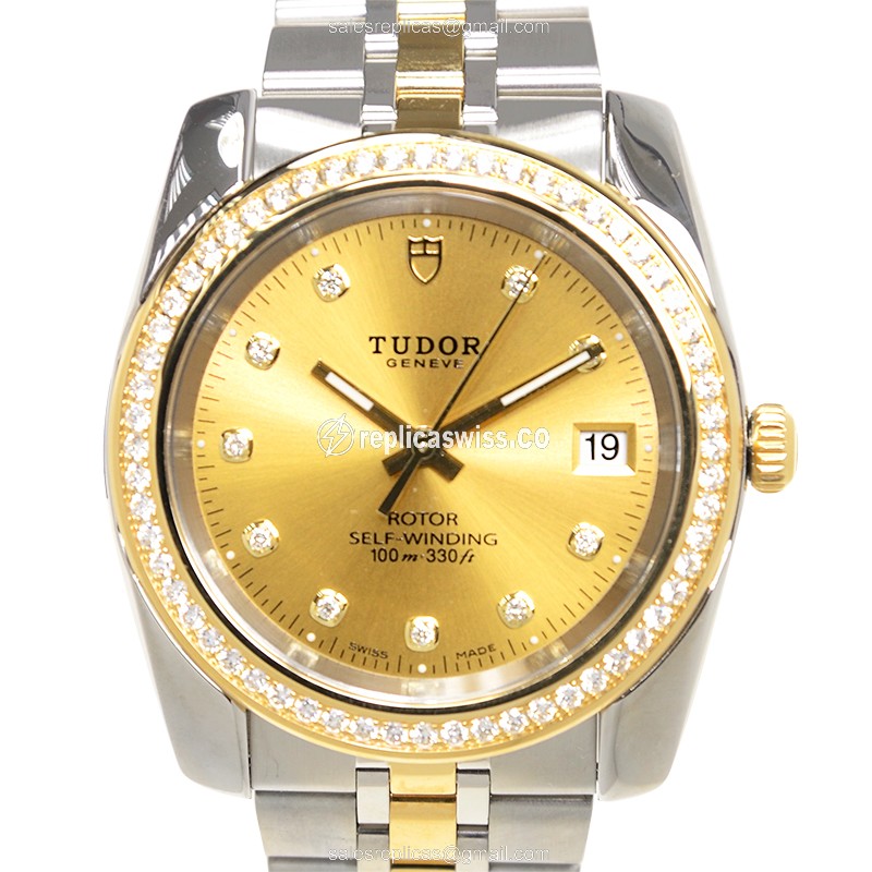 Tudor 21023-62583-10DI-CH CLASSIQUE Automatic 18kt Gold & Diamond & Steel