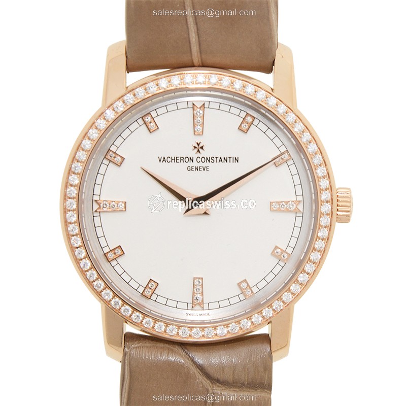 Vacheron Constantin 25558/000R-9406 TRADITIONNELLE Quartz 18kt Rose Gold & Diamonds