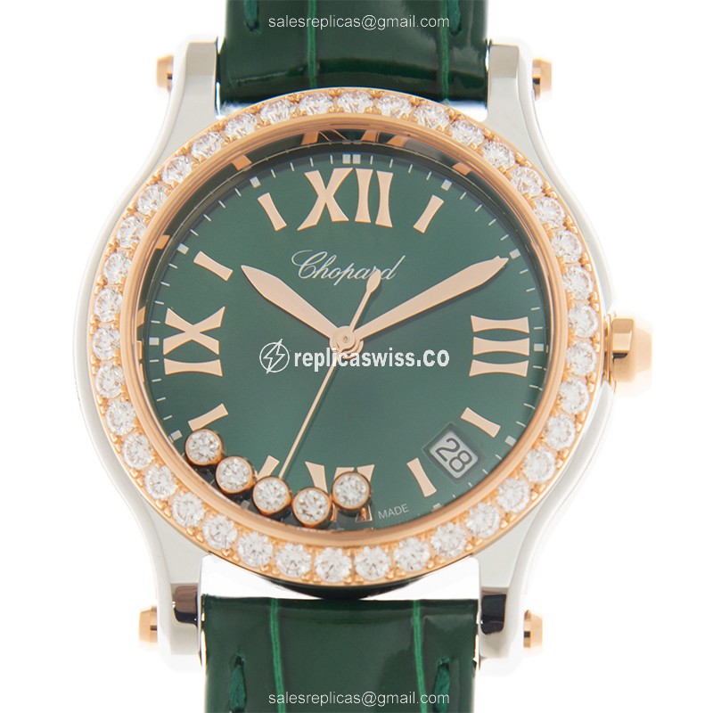 Chopard 278582-6007 HAPPY SPORT Quartz 18kt Rose Gold & Diamonds