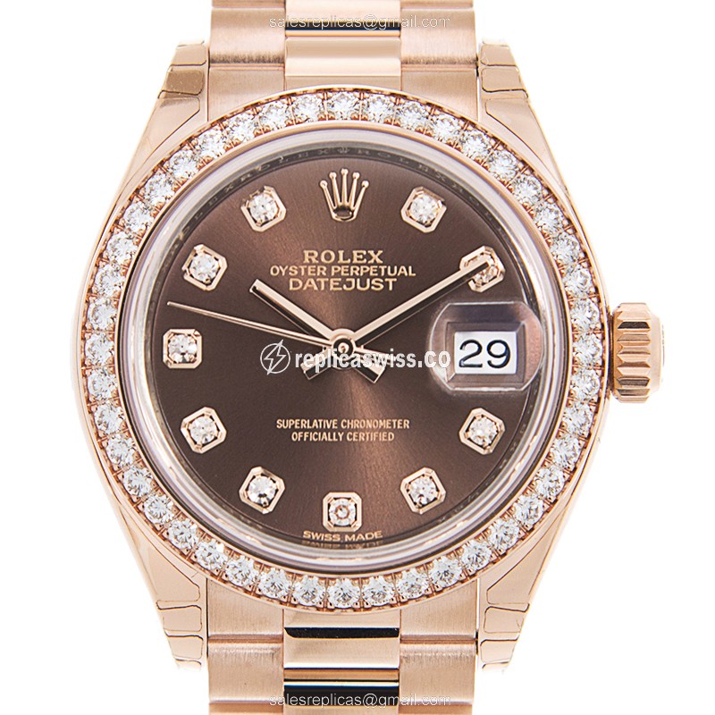 Rolex 279135RBR-0017 LADY DATEJUST Automatic 18kt Rose Gold & Diamonds