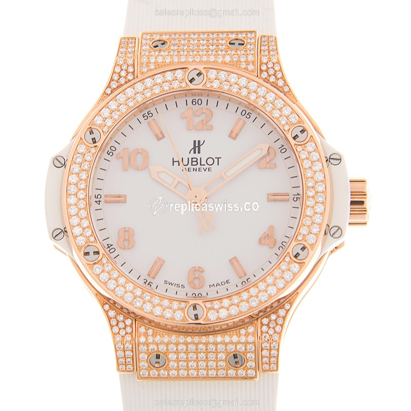 Hublot 361.PE.2010.RW.1704 BIG BANG Quartz 18kt Rose Gold & Diamonds