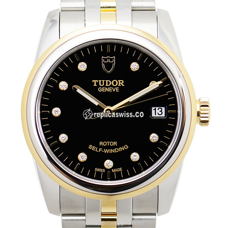 Tudor 55003-68053-10DI-BK GLAMOUR DATE Automatic 18kt Gold & Steel