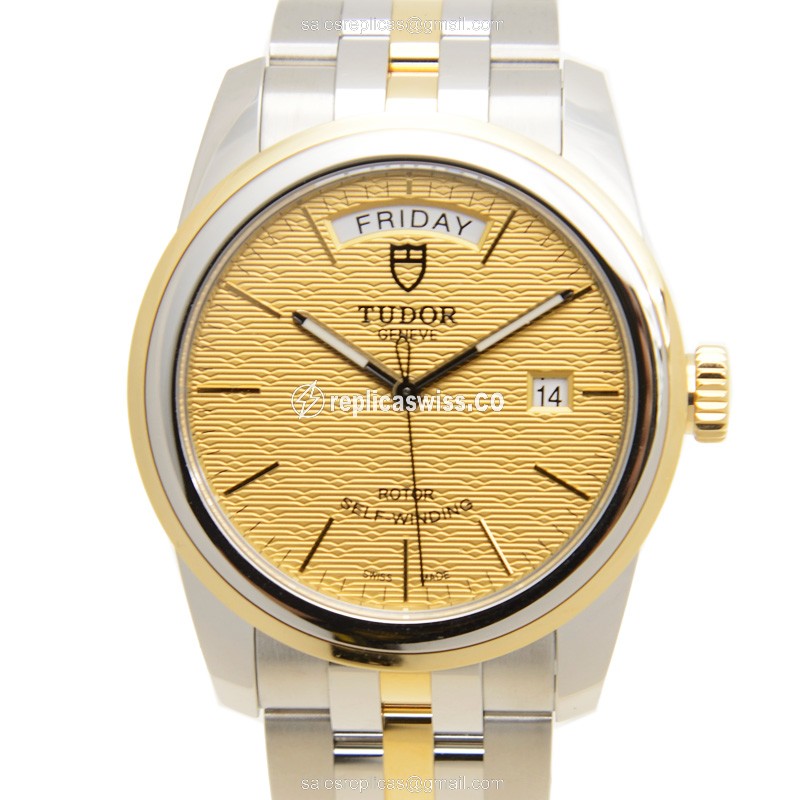 Tudor 56003-68063-CHCL GLAMOUR DATE Automatic 18kt Gold & Steel
