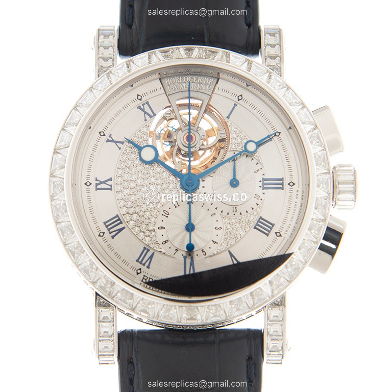 Breguet 5839BB/6D/9ZU/DD0D MARINE Manual Wind 18kt White Gold & Diamond