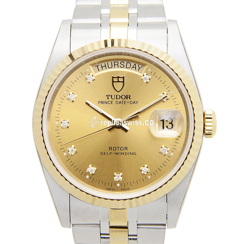 Tudor 76213-62483-10DI-CH PRICE DATE-DAY Automatic 18kt Gold & Steel