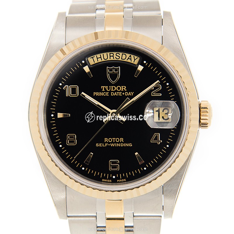 Tudor 76213-62483-246810AR-BK PRICE DATE-DAY Automatic 18kt Gold & Steel