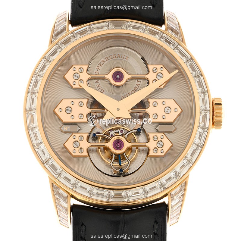 Girard Perregaux 99193B52A002-BA6A TOURBILLON WITH THREE GOLD BRIDGES Automatic 18kt Rose Gold & Diamonds