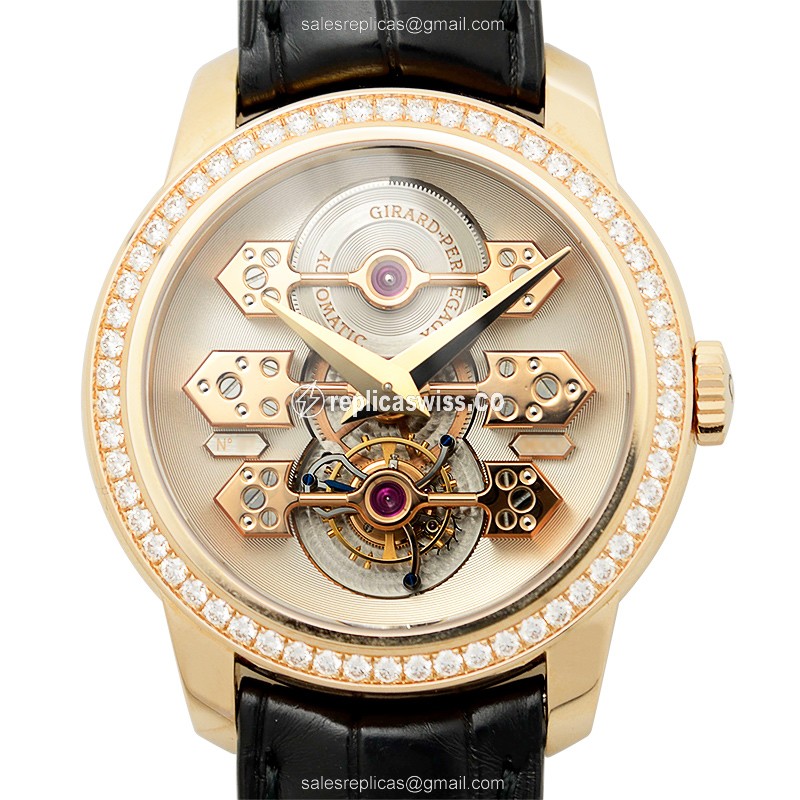 Girard Perregaux 99193D52A001BA6A TOURBILLON WITH THREE GOLD BRIDGES Automatic 18kt Rose Gold & Diamonds