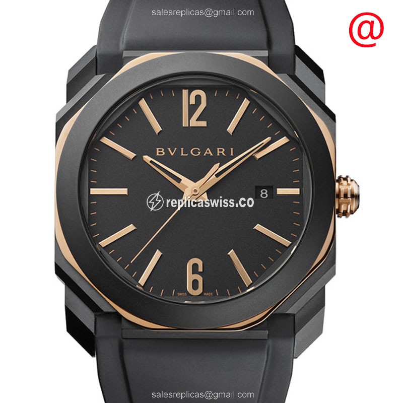 Bulgari 103085 OCTO ROMA Automatic 18kt Rose Gold & Ceramic