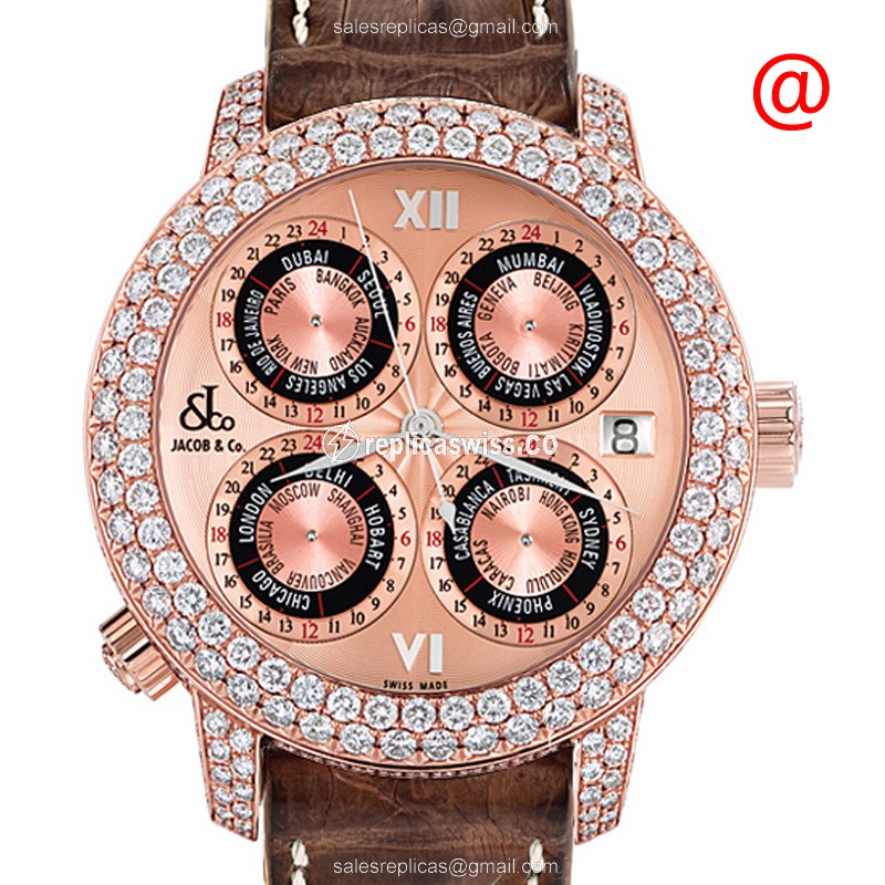 Jacob & Co GMT7RGDC Automatic 18kt Rose Gold & Diamonds