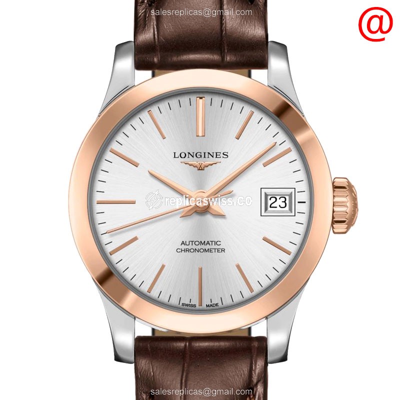 Longines L2.320.5.72.2 RECORD Automatic 18kt Rose Gold & Steel