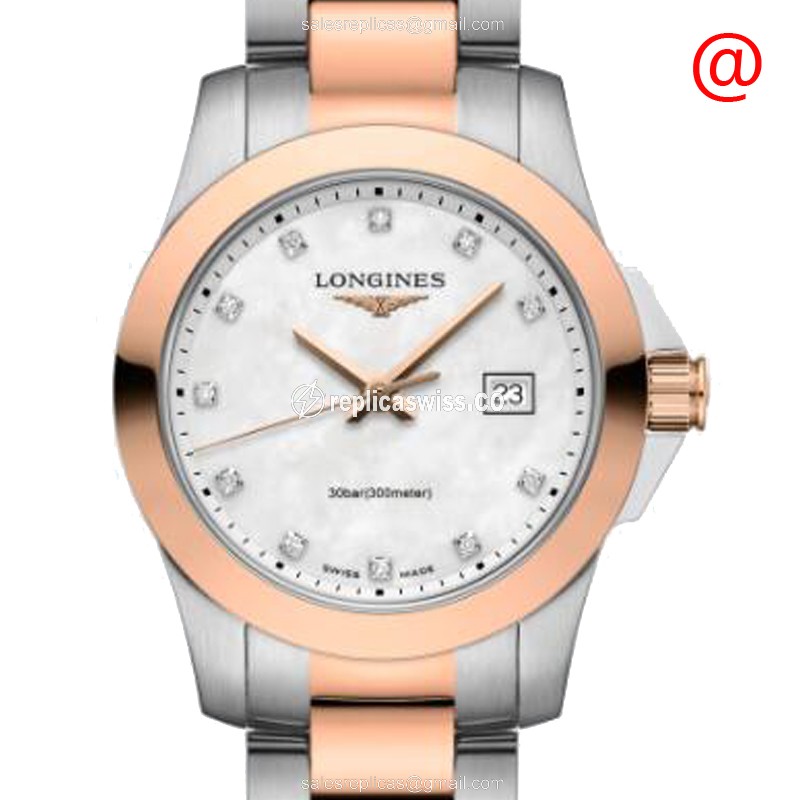 Longines L3.376.3.88.7 CONQUEST Quartz 18kt Rose Gold & Steel