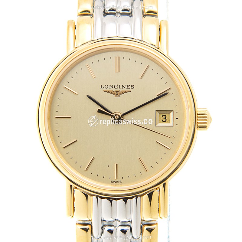Longines L4.220.2.32.7 PRESENCE Quartz Gold-Plated & Stainless Steel