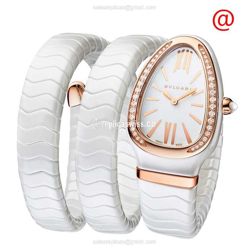 Bulgari 102886 SERPENTI SPIGA Quartz 18kt Rose Gold & Ceramic