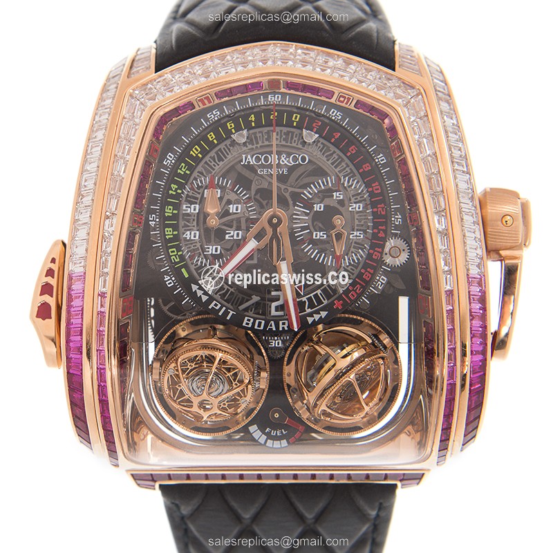 Jacob & Co TT800.40.BR.AA.AWA4S TWIN TURBO Manual Wind 18kt Rose Gold & Diamonds