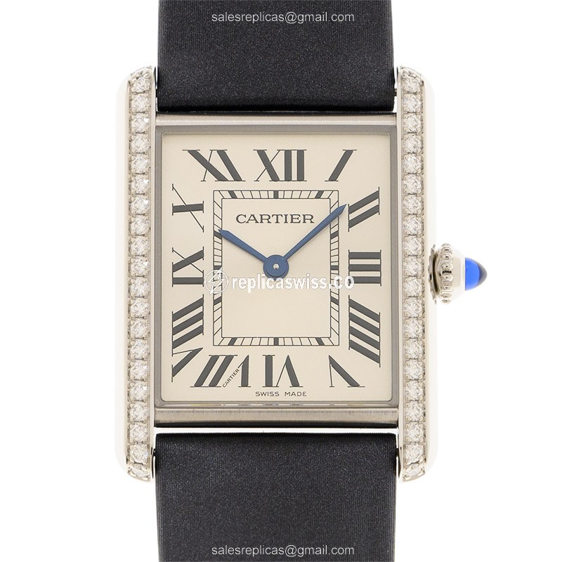 Cartier W4TA0017 TANK Quartz Stainless Steel & Diamonds