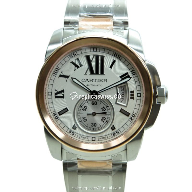 Cartier W7100036 CALIBRE DE CARTIER Automatic 18kt Rose Gold & Steel