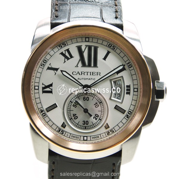 Cartier W7100039 CALIBRE DE CARTIER Automatic 18kt Rose Gold & Steel