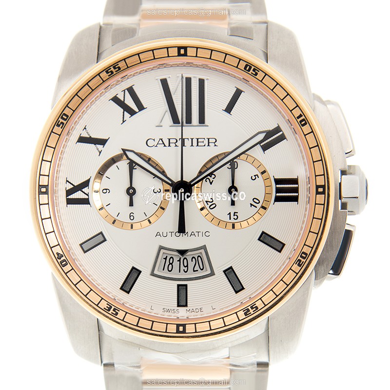 Cartier W7100042 CALIBRE DE CARTIER Automatic 18kt Rose Gold & Steel
