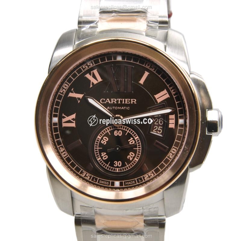 Cartier W7100050 CALIBRE DE CARTIER Automatic 18kt Rose Gold & Steel