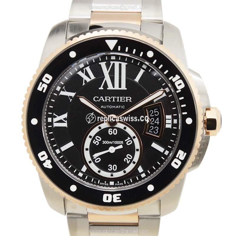 Cartier W7100054 CALIBRE DE CARTIER Automatic 18kt Rose Gold & Steel