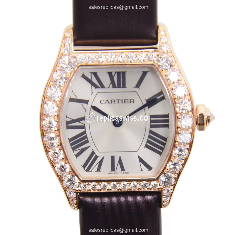 Cartier WA507031 TORTUE Manual Wind 18kt Rose Gold & Diamonds