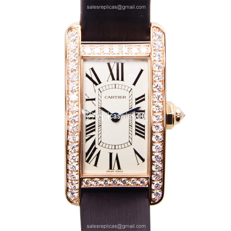 Cartier WB707931 TANK Quartz 18kt Rose Gold & Diamonds