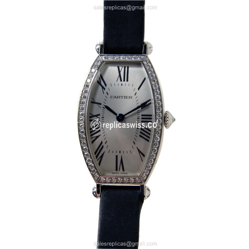 Cartier WE400131 TONNEAU Manual Wind 18kt White Gold & Diamond