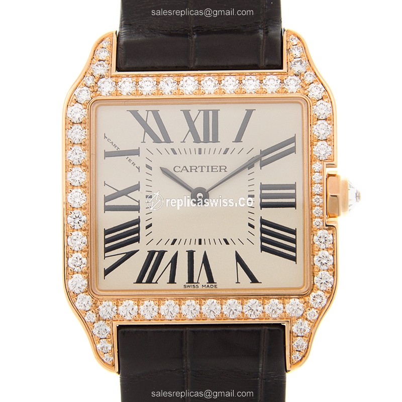 Cartier WH100351 SANTOS Quartz 18kt Rose Gold & Steel
