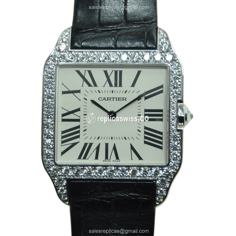 Cartier WH100651 SANTOS Manual Wind 18kt White Gold & Diamond