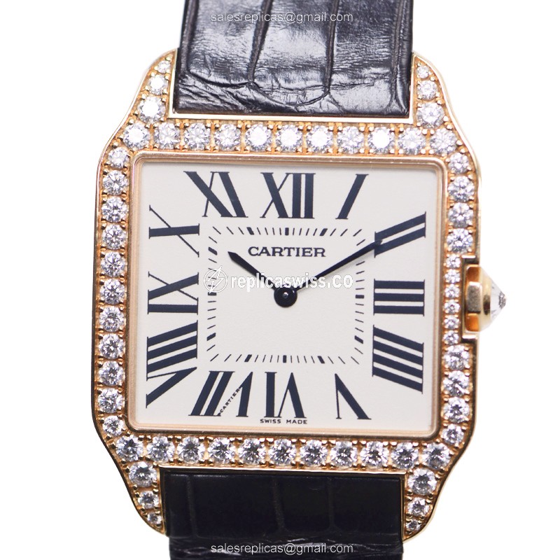 Cartier WH100751 SANTOS Manual Wind 18kt Rose Gold & Diamonds