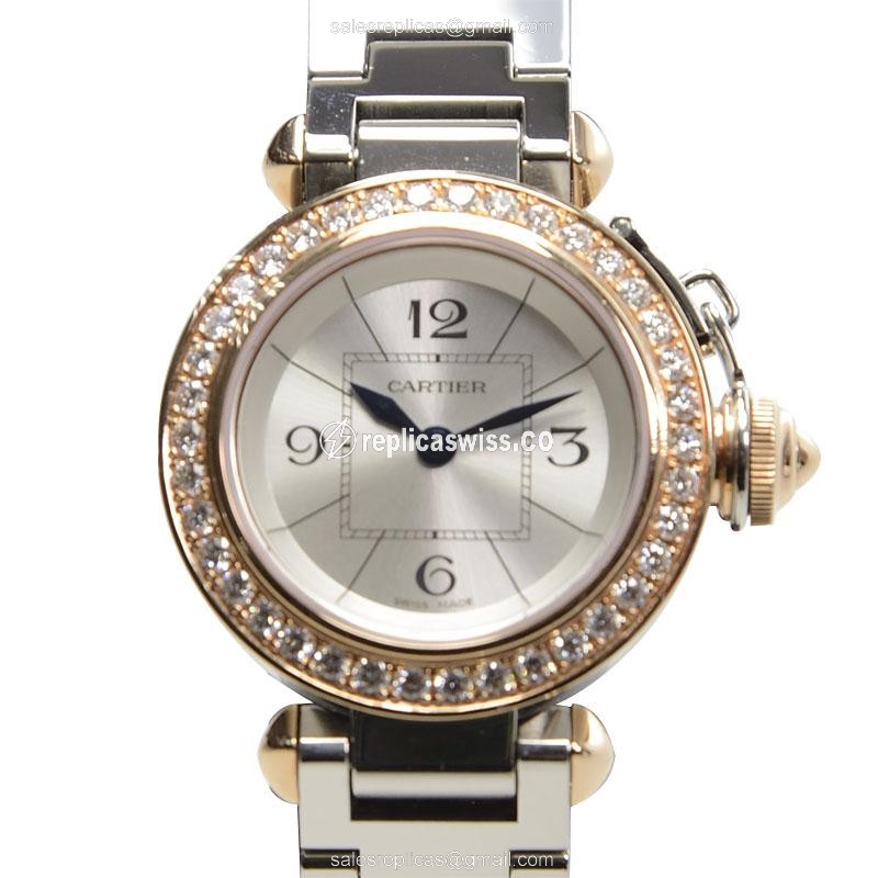 Cartier WJ124021 PASHA DE CARTIER Quartz 18kt Rose Gold & Diamonds