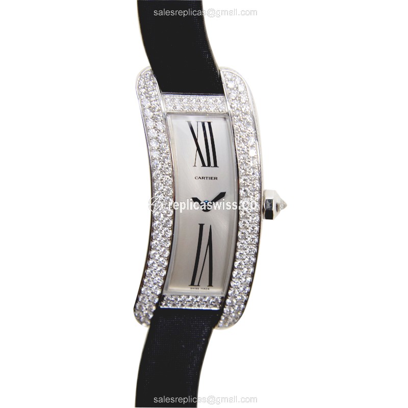 Cartier WJ300950 TANK Quartz 18kt White Gold & Diamond