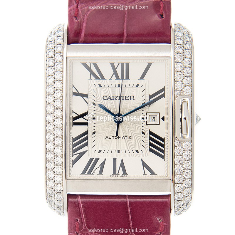 Cartier WT100018 TANK Automatic Stainless Steel & Diamonds