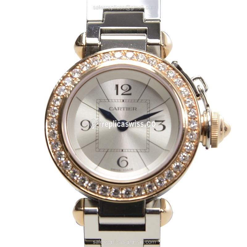 Cartier WJ124021 PASHA DE CARTIER Quartz 18kt Rose Gold & Diamonds