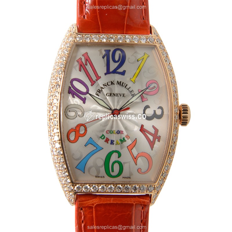 Franck Muller 6850 SC COL DRM D (5N) CINTREE CURVEX Automatic 18kt Rose Gold & Diamonds