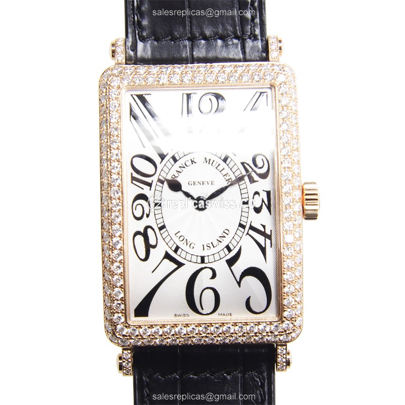 Franck Muller 1002 QZ D (5N) LONG ISLAND Quartz 18kt Rose Gold & Diamonds