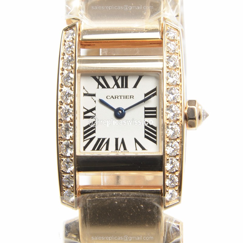 Cartier WE70028H TANK Quartz 18kt Rose Gold & Diamonds
