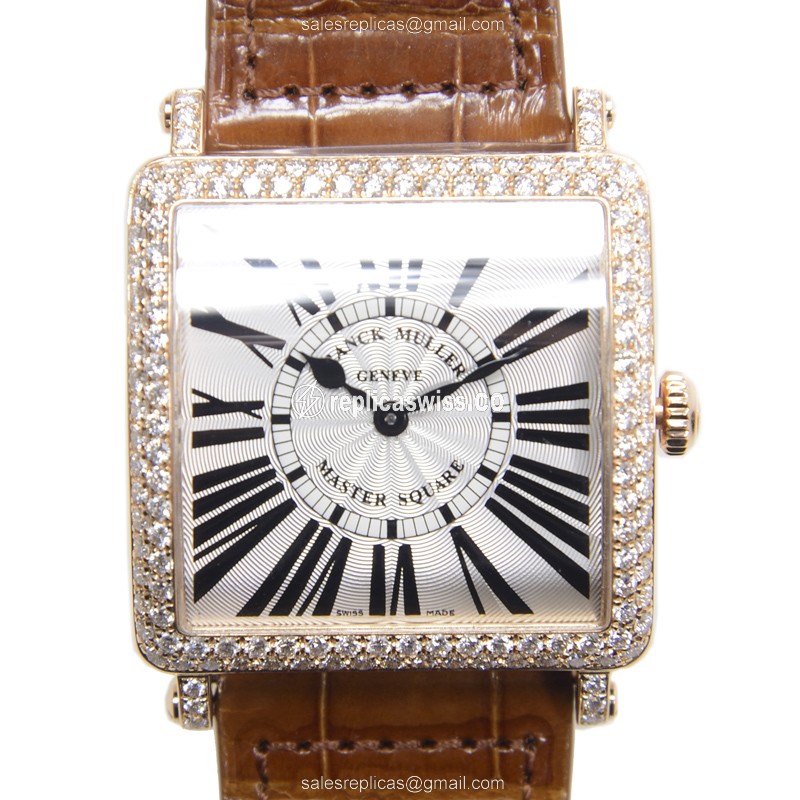 Franck Muller 6002 M QZ R D (5N) MASTER SQUARE Quartz 18kt Rose Gold & Diamonds