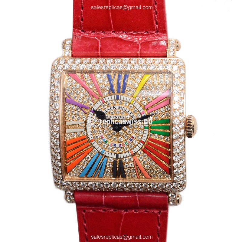 Franck Muller 6002 M QZ COL DRM R D CD (5N) MASTER SQUARE Quartz 18kt Rose Gold & Diamonds
