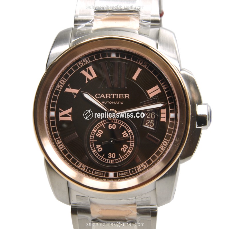 Cartier W7100050 CALIBRE DE CARTIER Automatic 18kt Rose Gold & Steel